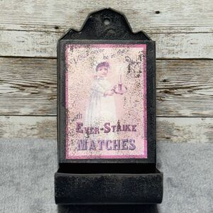 Vintage Metal Matchbox Holder You'll Never Be In The Dark With Ever-Strike Match